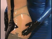 Gagged and bound slut in latex
