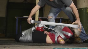 Duct Tape Hogtie and Breast Bondage