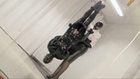 Handjob in Rubber and Suspension