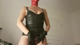 Hooded Latex Domme Sounding cock