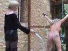 Sexy Slave Whipped Outdoors