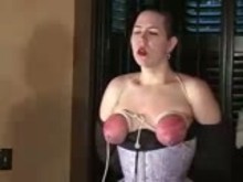 Tortured bound and spanked tits